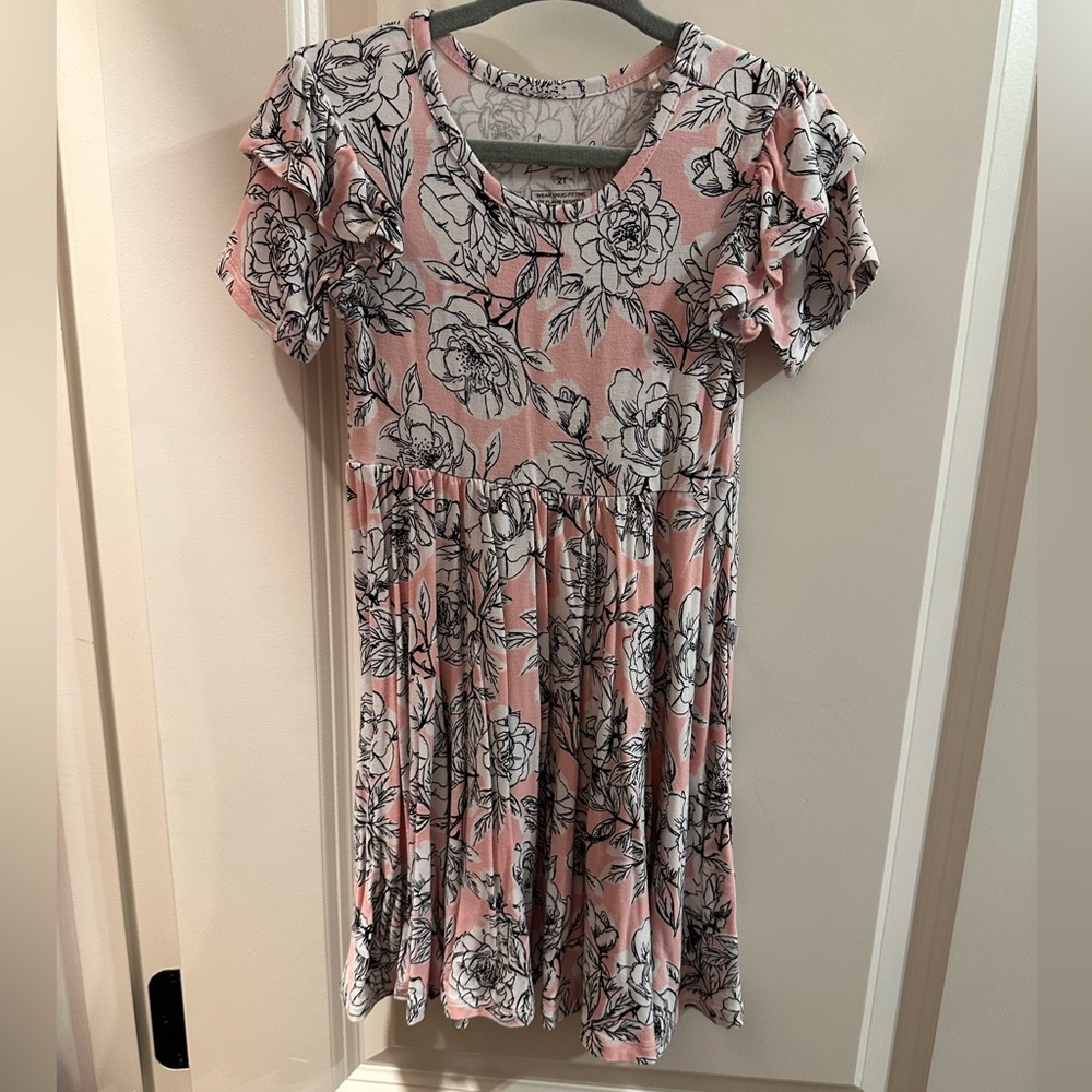 Pink Flutter Sleeve Empire Waist Sundress